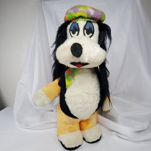 VTG 1970's Droopy Dog Plush Multicolor Hat and Scarf Carnival Toy 17" Tall RARE - Picture 3 of 16